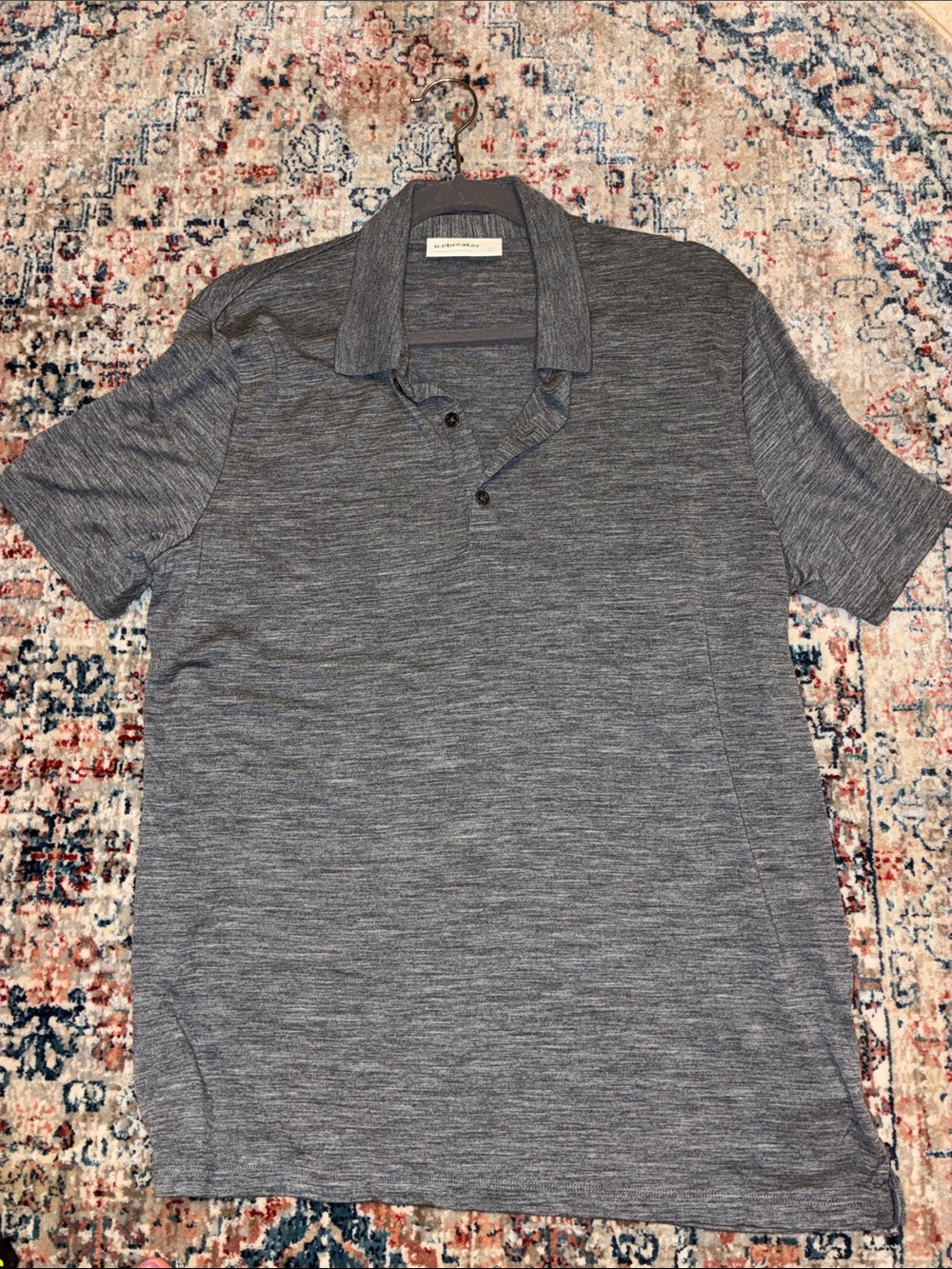 Icebreaker Grey Merino Short-Sleeve Polo - Picture 3 of 7